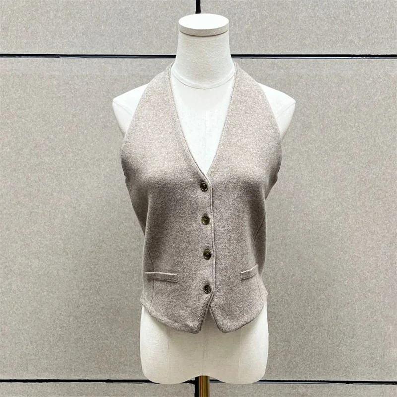 Women's vest Winter 2025 new elastic knitted slim fit V-neck sleeveless top 100% wool women's sweater Sexy backless corset y2k - AliExpress Sweaters&Jumpers