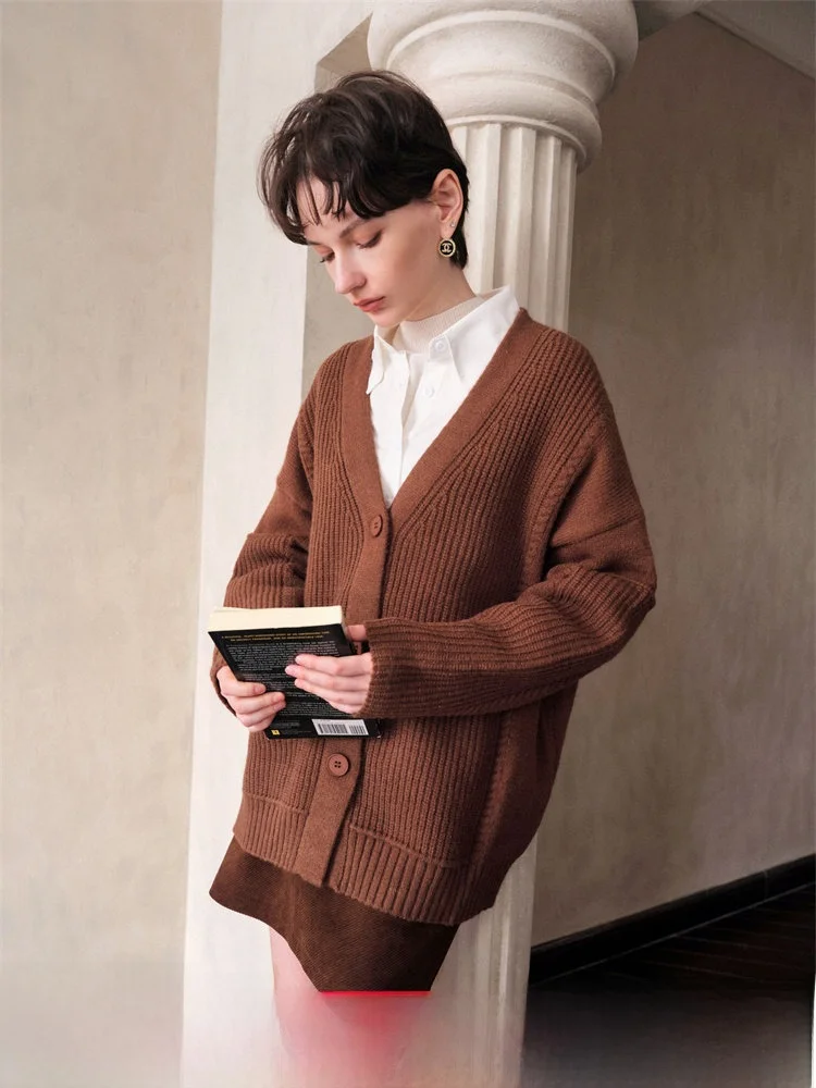 Chill Zoe Casual Korean Sle Loose Knitted Cardigan Women's Commute Top Lazy Faion Long Sve Color Regular Fit - AliExpress Sweaters&Jumpers