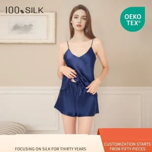 Women's Summer Mulberry Silk Pajamas Set Sexy Wind Style Suspender Shorts Two Piece Homewear matching set Sleepwear XXXL Size - AliExpress Women's Sleep & Lounge