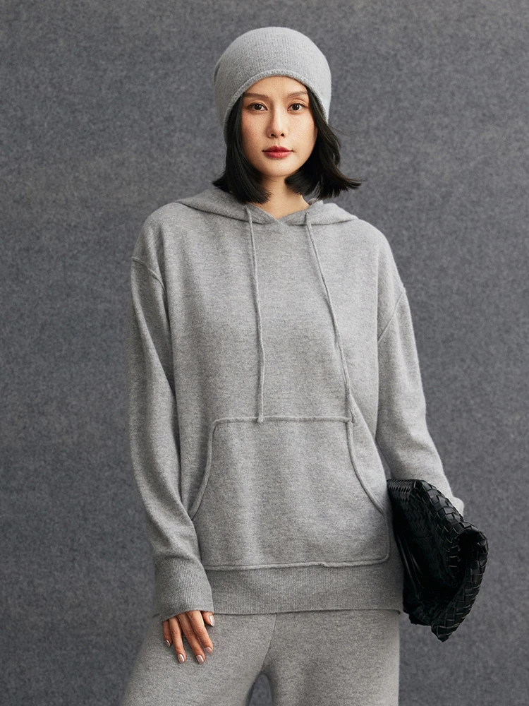 TLOML Women's 100% Cashmere Knitwear Hooded Solid Pullover Autumn Winter Cashmere Sweater Thick Soft Warm Casual Style Loose Top - AliExpress Sweaters&Jumpers