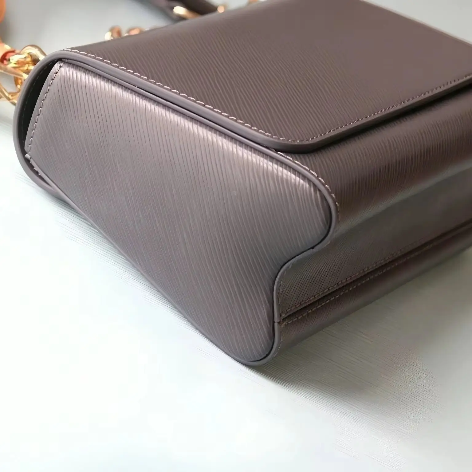 Dark Brown Water Ripple Textured Leather Bag, Detachable Wide Strap Gold Hardware Small Square Flap Crossbody Purse - AliExpress Women's Handbags