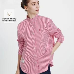 Navigare Women's Striped Shirt Long Sleeve Stand Collar Spring New Style Cotton Blend Comfortable Fit Business Casual Top - AliExpress Shirts & Blouses