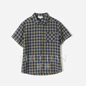 SHUCHAN Shirt Vintage Plaid Exquisite Commuter Linen Lapel Short-sleeved Shirt Summer Girl Women Tops - AliExpress Shirts & Blouses