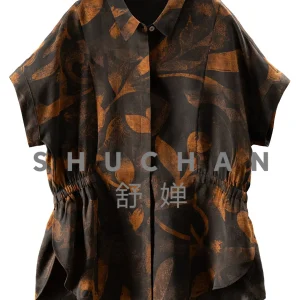 Retro Nostalgic Style Blouse Legal Real Silk Fragrant Cloud Yarn Jacquard Elastic Waist Shirt Women 40L6 - AliExpress Shirts & Blouses