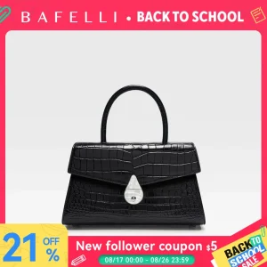 Luxury Genuine Leather Women's Handbag Bafelli Crocodile Pattern Shoulder Bag & Crossbody Purse Stylish Versatile Designer Bag - AliExpress Women's Handbags