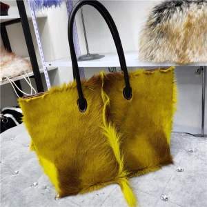 Tote Bag Women's Wool Cashmere Turf Leather Handle Contrast Color Handbag 2025 Luxury Brand High-end Large Capacity Shoulder Bag - AliExpress Women's Handbags