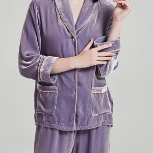 Winsleter-Bottom 100%Real Silk Elegant Velvet Loungewear Set, Thick Solid, Women Comfortable Homewear, 2026 Spring New S61573CC - AliExpress Women's Sleep & Lounge