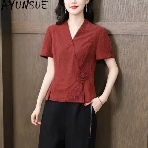 AYUNSUE 100% Real Mulberry Silk T-shirts for Women High-end Xiangyunsha Women Tops Summer Slimming Women Clothes 2026 Ropa Mujer - AliExpress Shirts & Blouses