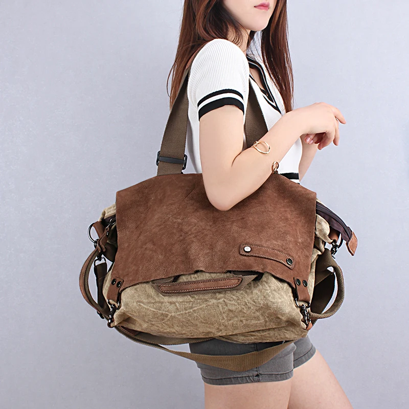 Vintage Leather Patchwork Contrasting Large Capacity Women Handbag High-quality Outdoor Commuting Shoulder Crossbody Bag Trendy - AliExpress Women's Handbags