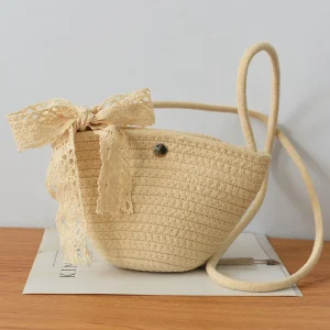2025 New Straw woven bag, bucket bag diagonal shoulder bag summer popular casual beach, cotton rope fashionable small bag - AliExpress Women's Handbags