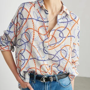 Winsleter-100%Real Silk Double Crepe Elegant Shirt, Turn-down Collar Print, Women Fashion Loose Blouse, 2026 Spring New T63714CC - AliExpress Shirts & Blouses
