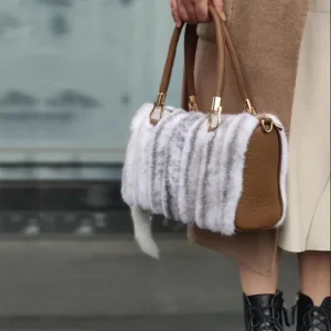 Luxury Real Mink Fur Hand Bag for Women Elegant Natural Gray Shoulder Crossbody Bag High Quality Lady's Accessory - AliExpress Women's Handbags