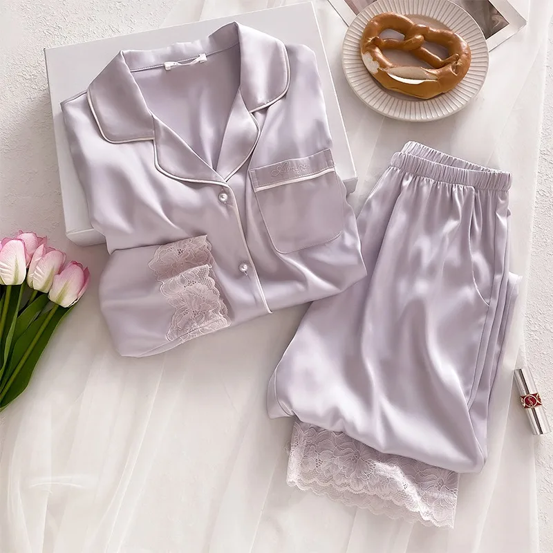 Women's 21 Momme Heavy Silk Pajamas Set Solid Color Long Sleeve Pants Top Trousers Spring Summer Loungewear Soft Cozy 2pce/set - AliExpress Women's Sleep & Lounge