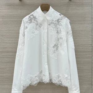 Luxury White Pure Cotton Blouse Women Heavy Embroidery Floral Lace Patchwork Button Up Shirt Chic Runway Top - AliExpress Shirts & Blouses