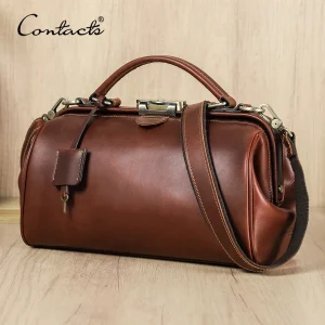 CONTACT'S Genuine Leather Top Handle Bags for Women Sling Shoulder Bags Tote Bag Handbags Metal Frame Female Bags Ladies Fashion - AliExpress Women's Handbags