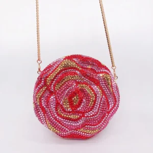 Round Bud Cake Flower Diamond Dinner Bag Flat Bottom Full Of Diamonds Banquet Clutch Purse Bolso Marca Lujo hand Bags For Ladies - AliExpress Women's Handbags