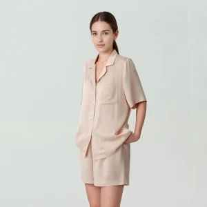 Women's 100% Mulberry Silk Pajamas Set Short Sleeve Shorts with Bra Pads Comfortable Sleepwear Summer Pajama Loungewear Homewear - AliExpress Women's Sleep & Lounge