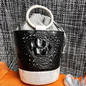 ouruili New s crocodile skull leather women handbag lady bag solid color bucket bag crocodile skin - AliExpress Women's Handbags