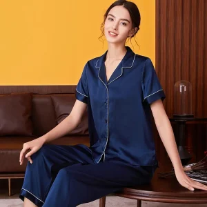 Women's Heavy Mulberry Silk Pajamas Set Short Sleeved Top Trousers Perfect Spring Autumn Summer Outdoor Lounging XXL Size Cozy - AliExpress Women's Sleep & Lounge