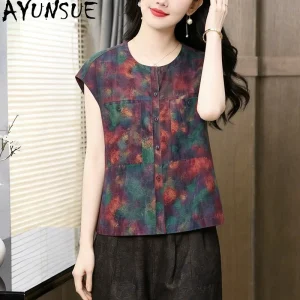 AYUNSUE 100% Real Mulberry Silk Blouse Women Xiangyunsha Shirts for Women Autumn Vintage Printed Women Clothes 2026 Blusas Mujer - AliExpress Shirts & Blouses