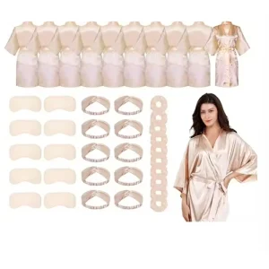 12 Pack Satin Women Robes Kimono Robe Bulk with Sleeping Mask and Hair Tie Sets Silky Bathrobes for Birthday Wedding Party - AliExpress Women's Sleep & Lounge