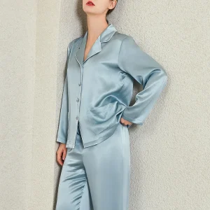 22MM 100% Mulberry Silk Pajamas Women Four Seasons Wear Button Down Sleepwear Set Notched Collar Long Sleeve Luxury Nightwear - AliExpress Women's Sleep & Lounge