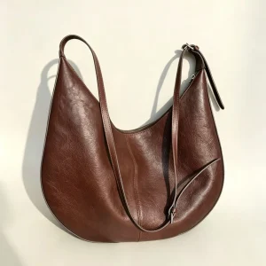 Genuine Leather Shoulder Bag For Women Luxury Top-Grain Cowhide Vintage Large Capacity Half Moon Crossbody Bag Casual Tote - AliExpress Women's Handbags