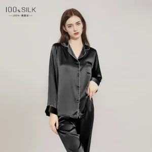 Pure Silk Nightwear Pajamas Spring Autumn Long Sleeve Pants Women's Set 100% Mulberry Silk Sleepwear Pajama Loungewear Sets PJS - AliExpress Women's Sleep & Lounge