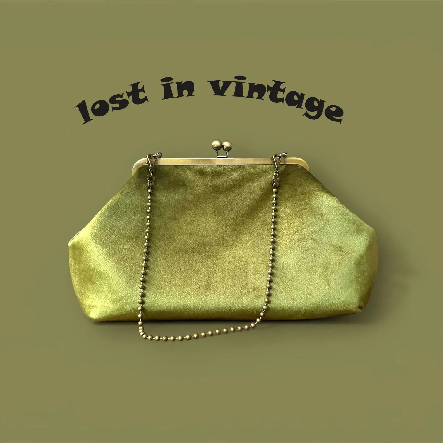 Lost in Vinatge Green Silky Velvet Bag Bronze Snap closure with Spheres Bronze Kiss Lock Evening Clutch Frame Bags 44x21x15cm - AliExpress Women's Handbags