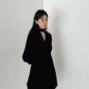Elegant Velvet Dress with Sash V-Neck Padded Shoulder Lantern Sleeve Balloon Top Women's Commute Style Loose Fit Warmth - AliExpress Shirts & Blouses