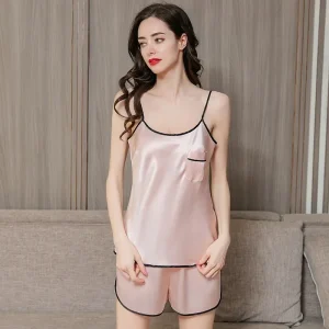 100% Mulberry Silk Women's 2 Piece Camisole Set Summer Vest Pajama Set Solid Sleeveless Cami Top Shorts Sleepwear Loungewear PJs - AliExpress Women's Sleep & Lounge