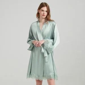 100% Mulberry Silk Nightgown Robe Set Women Lace Trim V Neck Spaghetti Strap Slip Dress Silk Robe Sleepwear Two Piece Suit - AliExpress Women's Sleep & Lounge