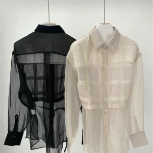 100 Silk Women's Shirt Spring/Summer Long Sleeve Temperament Versatile Glitter Blouse Top - AliExpress Shirts & Blouses