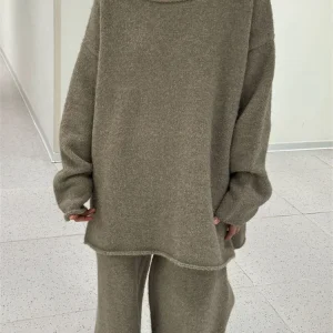 HanOrange 2026 Early Spring Gentle Wool Knitted Set Diagonal Shoulder Sweater Soft Skin Friendly Top Purple/Gray Brown - AliExpress Sweaters&Jumpers
