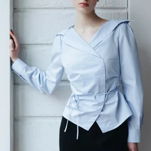 Elegant Spring 2026 Cotton Shirt Women's Casual Style Long Sleeve Waist-Cinching Top with Bow-Tie Design Fashionable Base Layer - AliExpress Shirts & Blouses