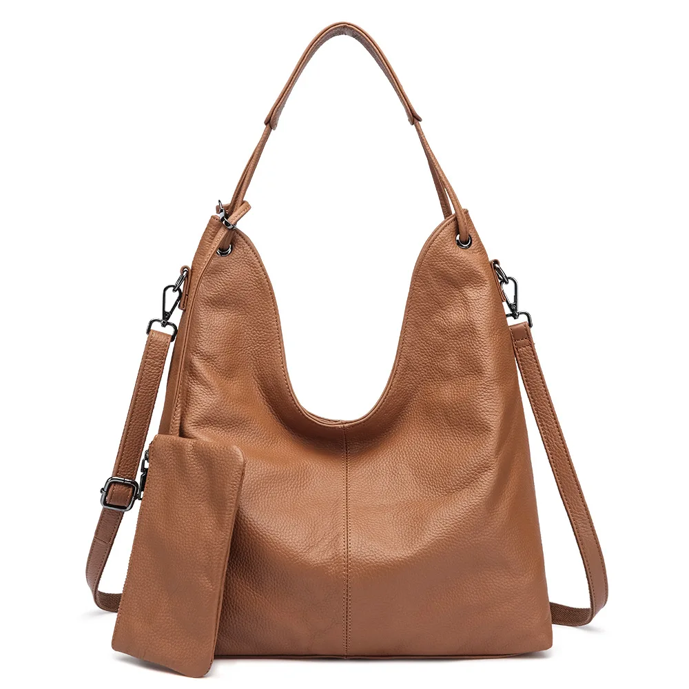 New Minimalist Design High-end Soft Single Shoulder Tote Genuine Leather Women's Casual Bucket Lazy Crossbody Underarm Handbag - AliExpress Women's Handbags