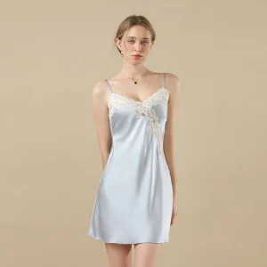 19MM 100% Real Mulberry Silk Women Sexy Lingerie Dress Slip Nightgown Lace Sleeveless Sleepwear Nighties V-neck Sleepshirts PJs - AliExpress Women's Sleep & Lounge