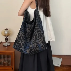 Fashion Simple Leopard Jean Women Commuter BagHandbag Big Capacity Lady Tote Underarm Shoulder Travel Bag - AliExpress Women's Handbags