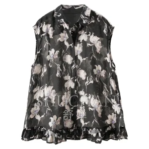 100% Lyocell Ruffle Hem Bag Rotator Sleeve Shirt Women's 76L2 Blusas Femininas Elegantes Blusas Mujer - AliExpress Shirts & Blouses