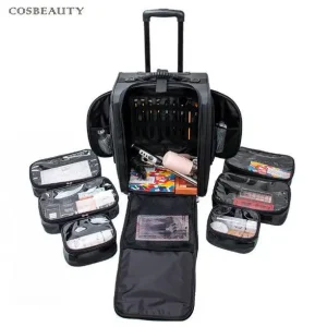Makeup Rolling Train Case Cosmetic Carry-on Bags wheels Women Rolling Makeup Case Cosmetic Beauty Suitcase Trolley Bag Portable - AliExpress Luggage
