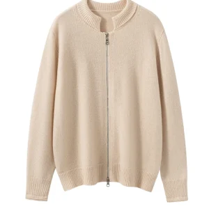 TLOML Women 100% Cashmere Sweater Retro Shell Collar Double Zipper Cardigan Sweater Coat Autumn Winter Thick Cashmere Loose Tops - AliExpress Sweaters&Jumpers