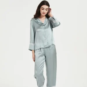 Women's Luxury 100% Mulberry Silk Pajama Set Long Sleeved Top Trousers Elegant Two Piece Loungewear Cozy Breathable XL Size - AliExpress Women's Sleep & Lounge