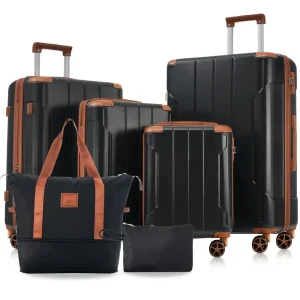Hardshell Luggage Sets 6 Piece Suitcase Set,Expandable Lightweight Suitcases with Dual Wheels,TSA Lock for Men Women,Black Brown - AliExpress Luggage