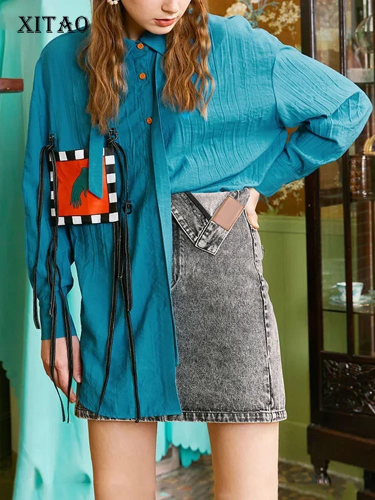XITAO Drawstring Women Printed Pockets Shirts Long Sleeves Lapel Shirts Spring Summer Personalized Design Casual Top LDD1959 - AliExpress Shirts & Blouses