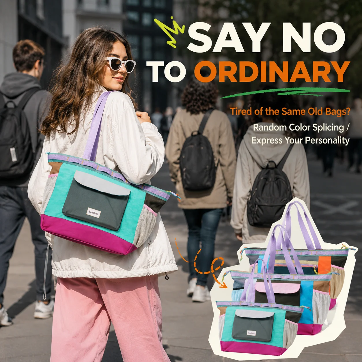 Ecosloth blind box bag, random color, large capacity tote bag, unisex, water-resistant, multi-pocket handbag. - AliExpress Women's Handbags