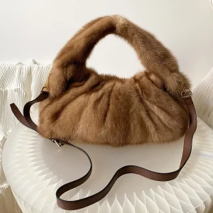 Women's Real Fur Luxury Shoulder Bag High Quality Natural Mink Fur Handbag Large Capacity New Cross Body Leather Bag - AliExpress Women's Handbags