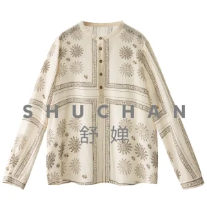 Bohemian French Sunflower Silk Pearl Crepe Half Open Crew Neck Shirt Women's 51K3 Blusas Mujer De Moda 2026 Verano - AliExpress Shirts & Blouses