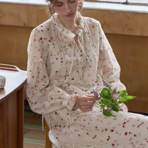 SimpleRetro Women's Gentle Floral Silk Shirt Spring Season Elegant Commute Top Loose Fit Long Sleeve Printed French Style - AliExpress Shirts & Blouses