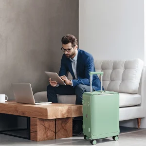 20 inch Carry on Luggage w/Front Pocket & Cup Holder PC Hard Shell Suitcase with Aluminum Frame Travel Luggage for Men/Women - AliExpress Luggage