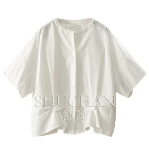 Loose Pinch Pleated 100 Cotton Plaid Seven-quarter Sleeve Shirt Women 70M9 Blusas Femininas Com Frete Gratis - AliExpress Shirts & Blouses